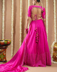 Hot Pink Silk Heavy Lehenga Set (Set Of 3)
