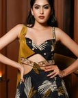 Black Abstract Long Indo Lehenga Dress