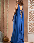 Royal Blue Drape Corset Set (Set Of 3)