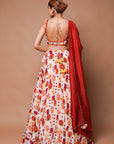 Cream Digital Print Lehenga Set (Set Of 3)