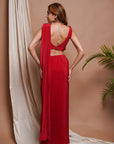 Red Pre-Stitched Draped Saree