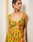 Yellow Ginger Flower Long Indo Dress (Set Of 2)