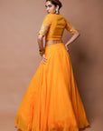 Mango Yellow Indo Lehenga Set (Set Of 2)