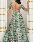 Green Pink Floral Lehenga (Set Of 3)