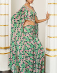Green Pink Floral Cape Sleeve Indo Set (Set Of 2)
