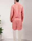 ChikanKari Silk Kurta Set - Orange