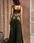 Green Velvet Indo Palazzo Set (Set Of 2)