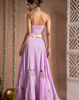 Green Lilac Indo Lehenga With Belt (Set Of 2)