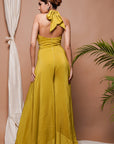 Green Crepe Halter Neck Jumpsuit