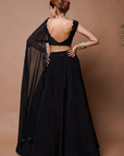 Black Cutwork Lehenga Set (Set Of 2)