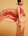 Traditional Georgette Bandhani Banarasee Saree in Orange Shading