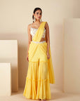 Pre Drape Sharara Saree with Handcrafted Bustier Blouse