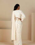Overlap Blouse with Daunting Handwork pre draped Ruffle Saree