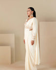 Overlap Blouse with Daunting Handwork pre draped Ruffle Saree