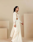 Overlap Blouse with Daunting Handwork pre draped Ruffle Saree