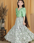 Leather Work Lehenga Set