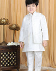 Kurta,Pajama with Sleeveless Jacket - White