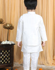 Kurta,Pajama with Sleeveless Jacket - White