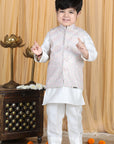 Kurta,Pajama with Sleeveless Jacket - Silk