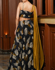 Black Abstract Long Indo Lehenga Dress