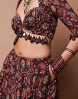 Maroon Digital Print Lehenga Set (Set Of 3)