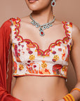 Cream Digital Print Lehenga Set (Set Of 3)