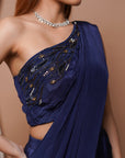 Navy Pre-Stitched Draped Saree