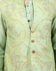 ChikanKari Silk Kurta Set - Green