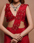 Red Pre-Stitched Draped Saree