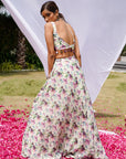 Violet African Floral Lehenga Set (Set Of 3)