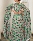 Green Pink Floral Cape Sleeve Indo Set (Set Of 2)
