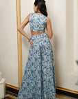 White And Blue Paisley Kimono Set (Set Of 3)