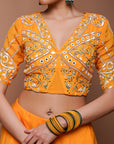 Mango Yellow Indo Lehenga Set (Set Of 2)