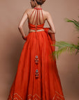 Orange Chanderi Lehenga Set (Set Of 3)