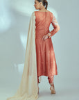Intricately Sequin Embroidered Ombre Anarkali with Pleated Flare - Organza