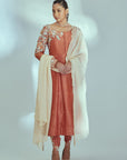 Intricately Sequin Embroidered Ombre Anarkali with Pleated Flare - Organza