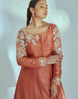 Intricately Sequin Embroidered Ombre Anarkali with Pleated Flare - Organza
