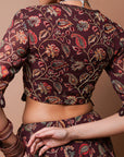 Maroon Digital Print Lehenga Set (Set Of 3)