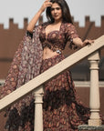 Maroon Digital Print Lehenga Set (Set Of 3)