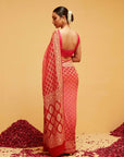 Traditional Red and Pink Banasree Bandhani Georgette Saree
