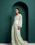 Mint Whisper Embroidered Jacket Set