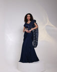 Navy Embellished Drape Saree