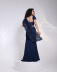 Navy Embellished Drape Saree