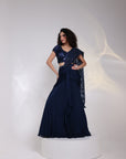 Navy Embellished Drape Saree