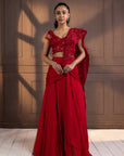 Romantic Red Embellished Drape Saree