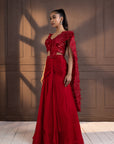 Romantic Red Embellished Drape Saree