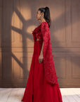 Romantic Red Embellished Drape Saree