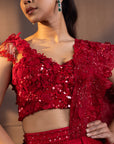 Romantic Red Embellished Drape Saree