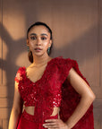 Romantic Red Embellished Drape Saree