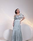 Grey Petal Embroidered Gown